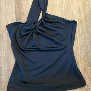 Abercrombie & Fitch Black One-Shoulder Knot Tank